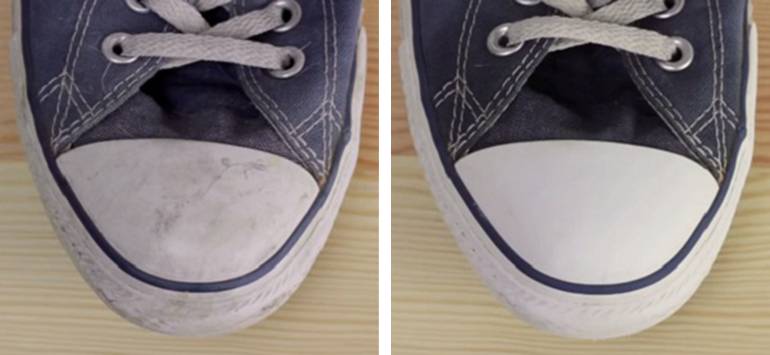 Почистить белую обувь можно зубной пастой.